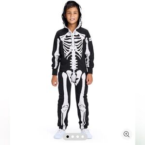 Tipsy Elves Skeleton Print Black Zip up Jumpsuit Halloween XS Size 5